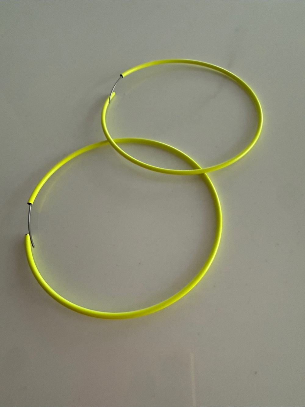 Neon Yellow Hoop Earrings - Bright Statement Hoops (diameter - 3 inches)